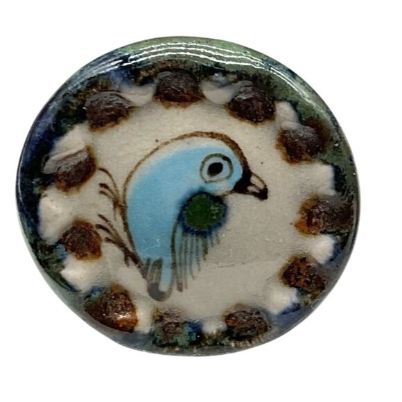 Hand-Painted Tonala Butterfly & Bird Ceramic Drawer Knobs from Mexico - Picture 3 of 5